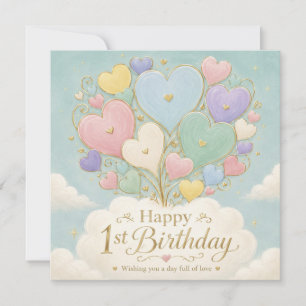 Tarjeta Ramo de globos en forma de corazón pastel para el