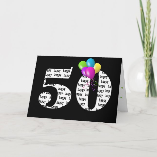 Tarjeta Ramo de globos para cumpleaños número 50 (Anverso)
