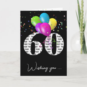Tarjeta Ramo de globos y estrellas para cumpleaños 60
