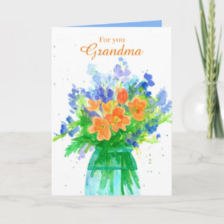 Tarjeta Ramo de la flor de la abuela del feliz cumpleaños