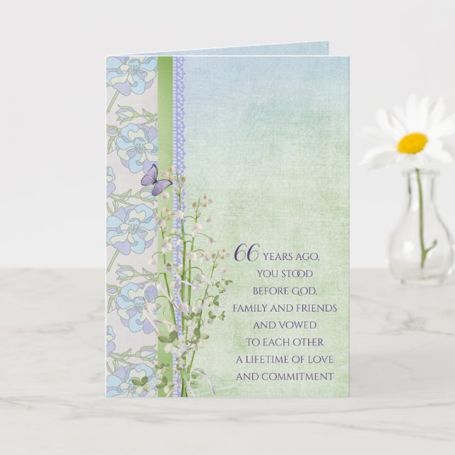 Tarjeta Ramo de Lily del Valle, 66° aniversario (Planta pequeña)