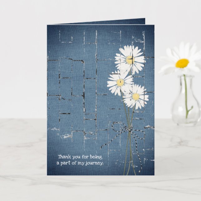 Tarjeta ramo de margarita con ladrillo de denim azul (Planta pequeña)