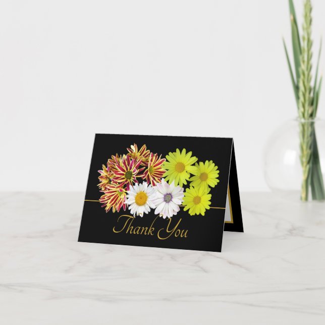 Tarjeta Ramo de margaritas multicolor Botánico Chic Gracia (Anverso)