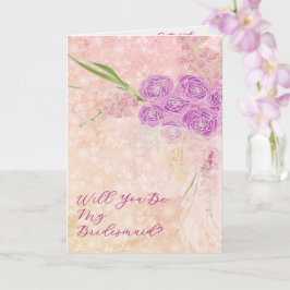Tarjeta Ramo de novia con lazo Sunset rose Will You Be My 