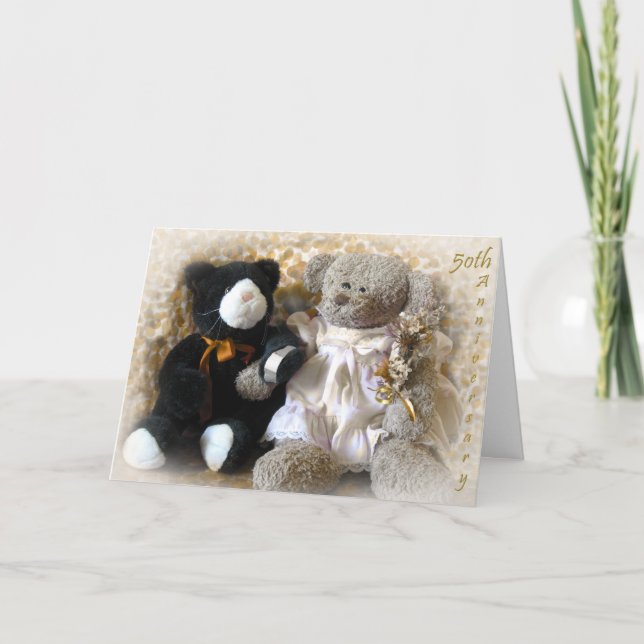 Tarjeta Ramo de oro del aniversario del oso (Anverso)