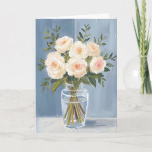 Tarjeta Ramo de Rosas Blancas Floral Acuarela Elegante