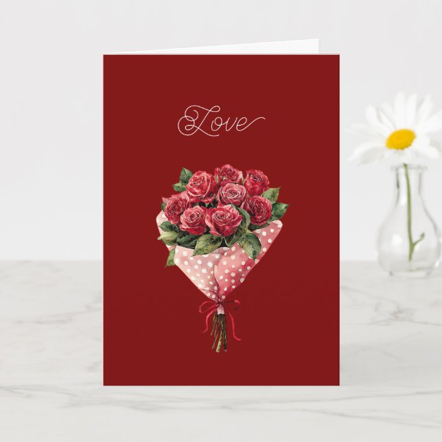 Tarjeta Ramo de Rosas Rojas Día de San Valentín (Planta pequeña)