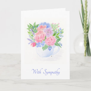 Tarjeta Ramo de taza de té floral de acuarela SIMPATÍA