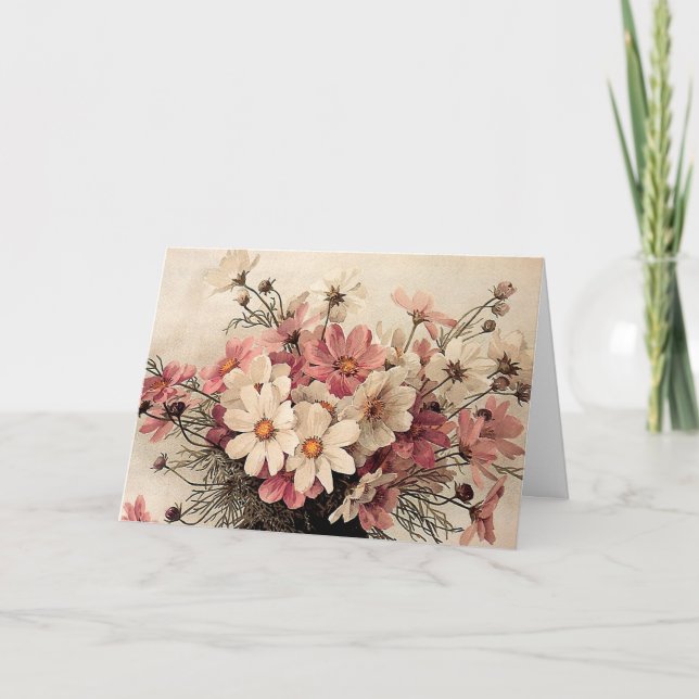 Tarjeta Ramo del cosmos del vintage (Anverso)