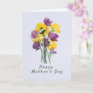 Tarjeta Ramo del Día de la Madre Morado y Amarillo  