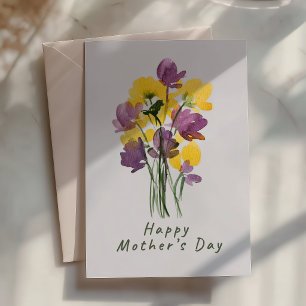 Tarjeta Ramo del Día de la Madre Morado y Amarillo  