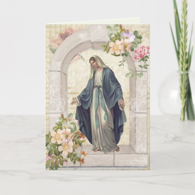 Tarjeta Ramo Espiritual Virgen María Oraciones Religiosas (Anverso)