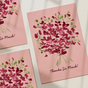 Tarjeta Ramo Floral Acuarela Rosa Caprichoso Gracias