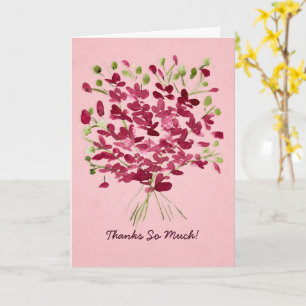 Tarjeta Ramo Floral Acuarela Rosa Caprichoso Gracias