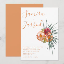Tarjeta Ramo Floral Botánico Bodas Acuarela Melocotón