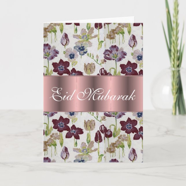 Tarjeta Ramo floral Eid Mubarak de los tulipanes (Anverso)