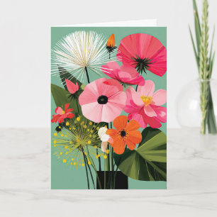 Tarjeta Ramo Floral Moderno de Medianos del Siglo Amapola