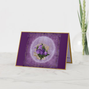 Tarjeta Ramo Morado Elegante con Borde Dorado