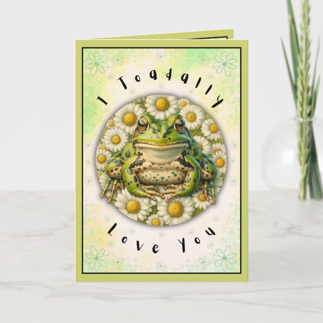 Tarjeta Rana acuarela Día de San Valentín divertida y nomb (Anverso)