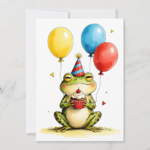 Tarjeta Rana Adorable con Cumpleaños Feliz Infantil Tarjet