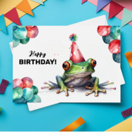 Tarjeta Rana arbórea Cute Anfibio Tropical Feliz cumpleaño