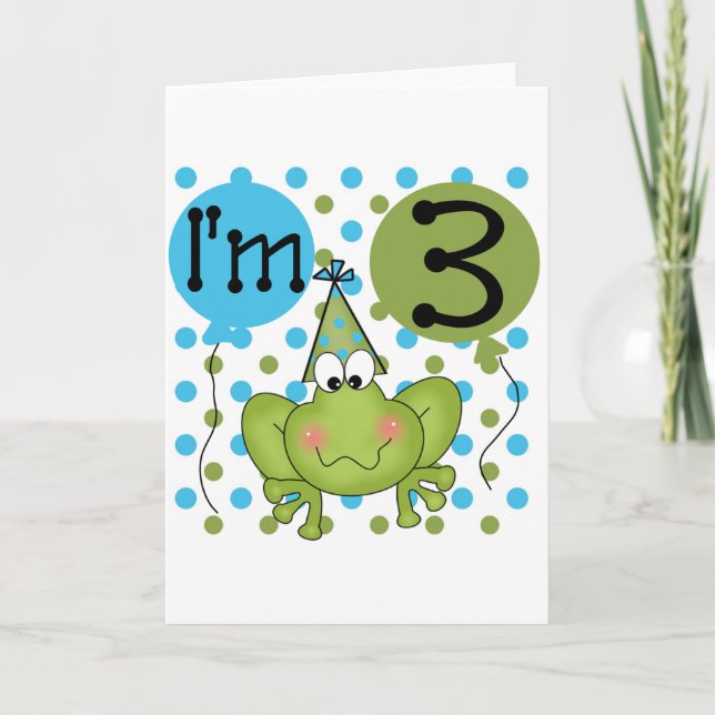Tarjeta Rana azul Tercer camisas de cumpleaños y regalos (Anverso)