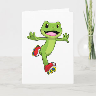 Tarjeta Rana como patinador en línea con patines de ruedas