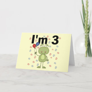 Tarjeta Rana con globos Tercer cumpleaños