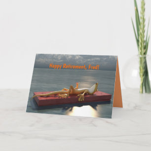 Tarjeta Rana Con Sol Cóctel Bañándose Feliz Jubilación