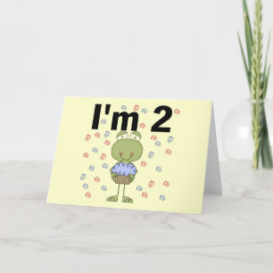 Tarjeta Rana con torta de tarta de segundo cumpleaños cami