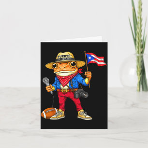 Tarjeta Rana coqui de Puerto Rico música de calle fútbol