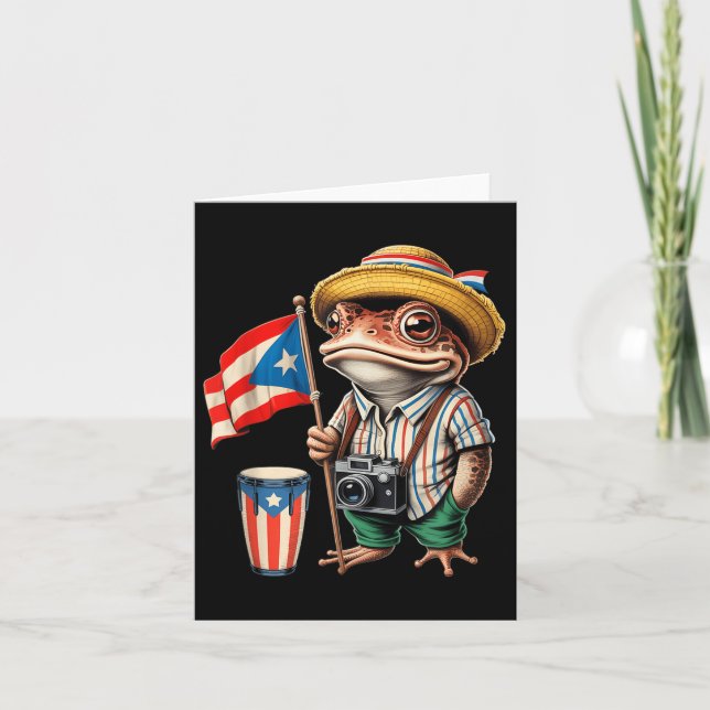 Tarjeta Rana Coqui Puerto Rico Bandera puertorriqueña Tain (Anverso)