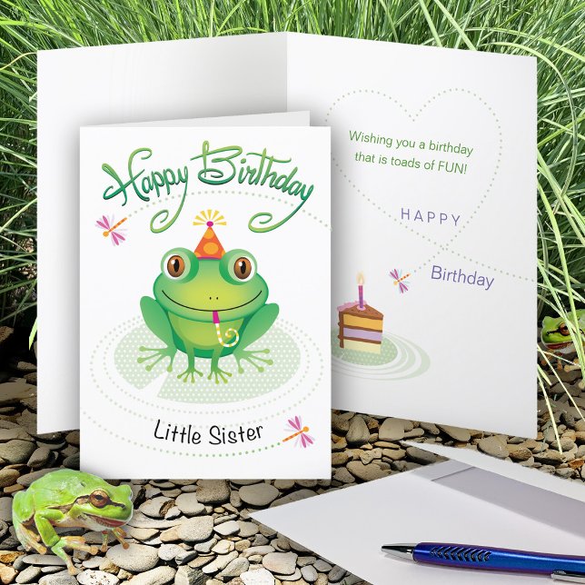 Tarjeta Rana de cumpleaños banal de hermanita (Subido por el creador)