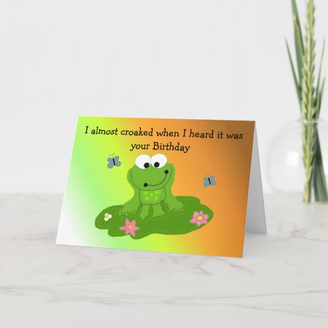 Tarjeta Rana de dibujos animados divertida de cumpleaños (Anverso)