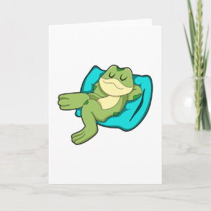 Tarjeta Rana durmiendo con almohada
