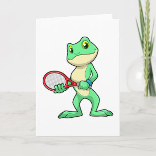Tarjeta Rana en el tenis con raqueta de tenis
