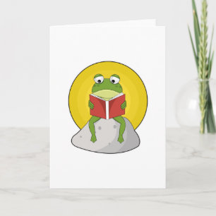 Tarjeta Rana en piedra con libro