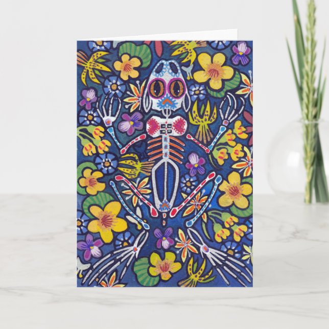 Tarjeta Rana entre flores (Anverso)