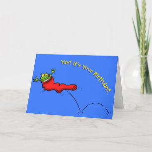 Tarjeta Rana feliz con personalizado de calcetín rojo dive