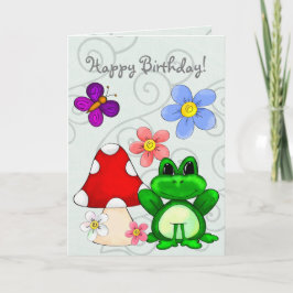 Tarjeta Rana feliz en el cumpleaños de primavera