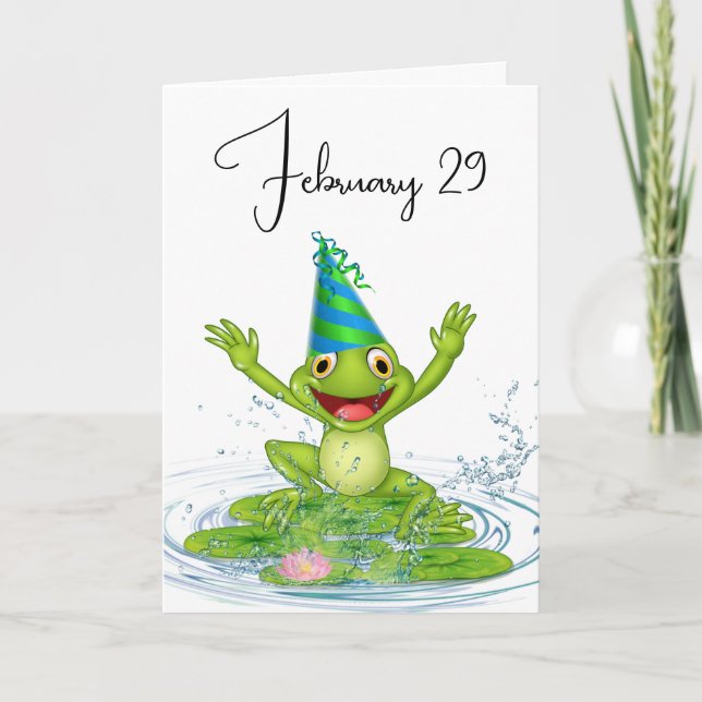 Tarjeta Rana fiesta por cumpleaños del año bisiesto (Anverso)