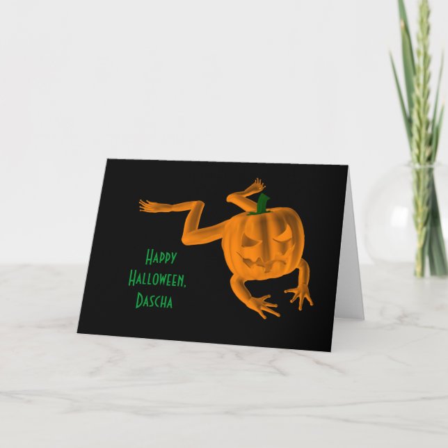 Tarjeta Rana naranja Halloween (Anverso)
