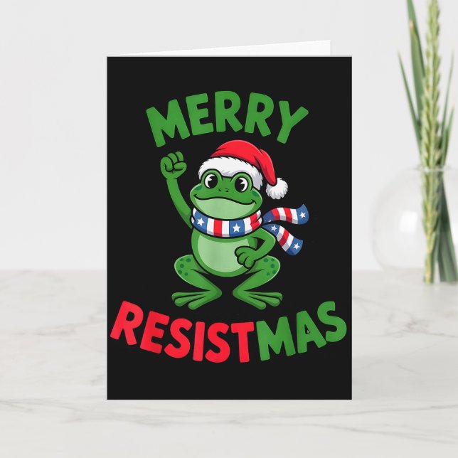 Tarjeta Rana Retro Alegre Resistmas Divertida Navidad Polí (Anverso)