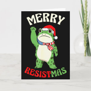 Tarjeta Rana Retro Feliz Resistmas Divertida Navidad Polít