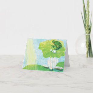 Tarjeta Rana verde disfrutando del Ilustracion de los rayo