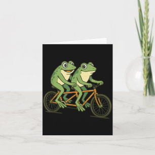 Tarjeta Ranas con bicicleta tándem para verano y bicicleta