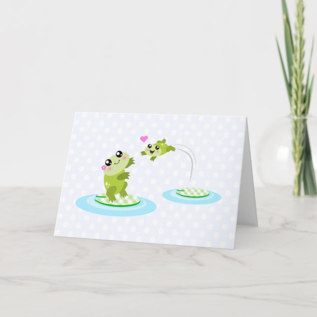 Tarjeta Ranas cortas - madre kawaii y personalizado de ran (Anverso)