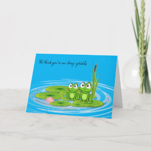 Tarjeta Ranas de cumpleaños en una almohadilla de Lily