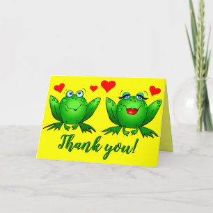 Tarjeta Ranas de dibujos animados adorables corazones aleg
