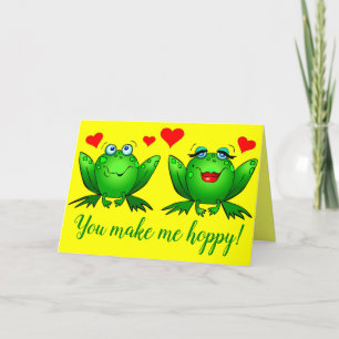 Tarjeta Ranas de dibujos animados adorables corazones aleg